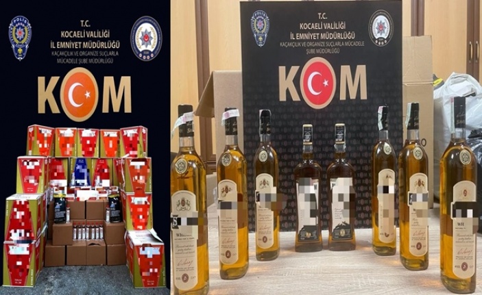 Kocaeli'de 555 kilo kaçak tütün ve 162 litre etil alkol ele geçirildi