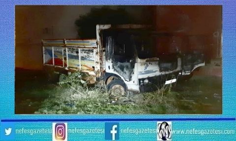 Gebze'de park halindeki kamyonet yandı