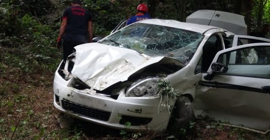  Kocaeli'de otomobil ağaçlık alana devrildi: 1 ölü, 4 yaralı