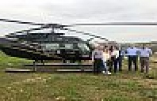 Türkkan, Helikopterle manda çiftliğine gitti!